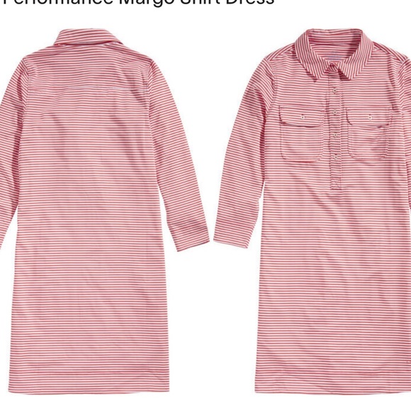 Vineyard Vines | Red Women's Striped Performance Margo Shirt Dress | size XS - Picture 1 of 7